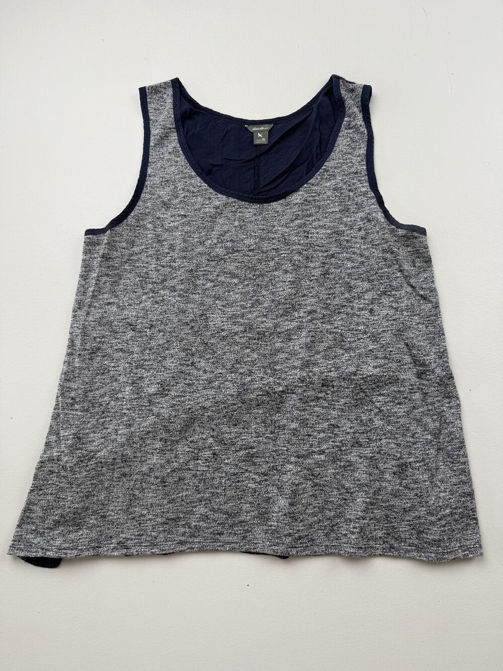 Eddie Bauer Tank Top Womens XL Gray Scoop Neck Sleeveless Knit Colorblock Casual